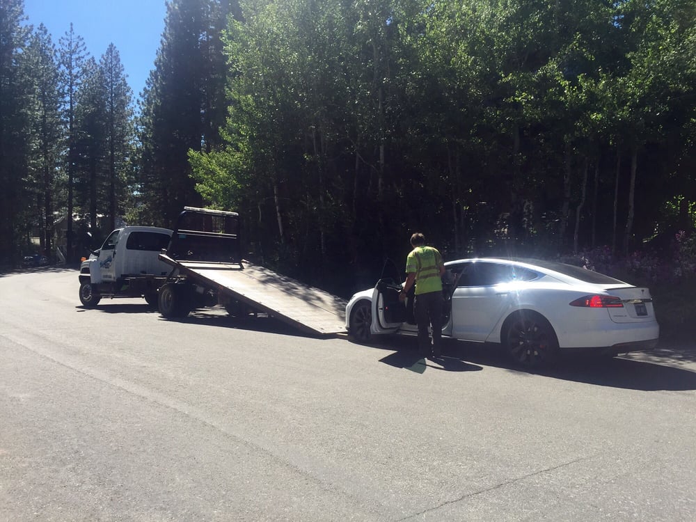 Tesla being towed 